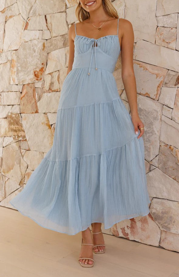 Sky Blue Tiered Strappy Maxi Dress *COMING SOON