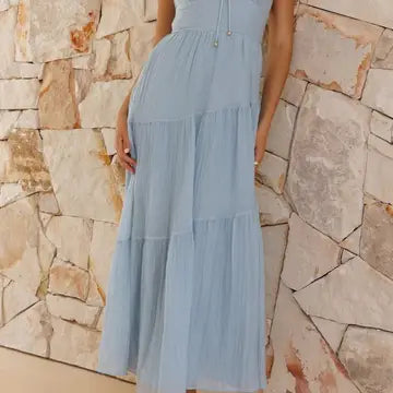 Sky Blue Tiered Strappy Maxi Dress *COMING SOON