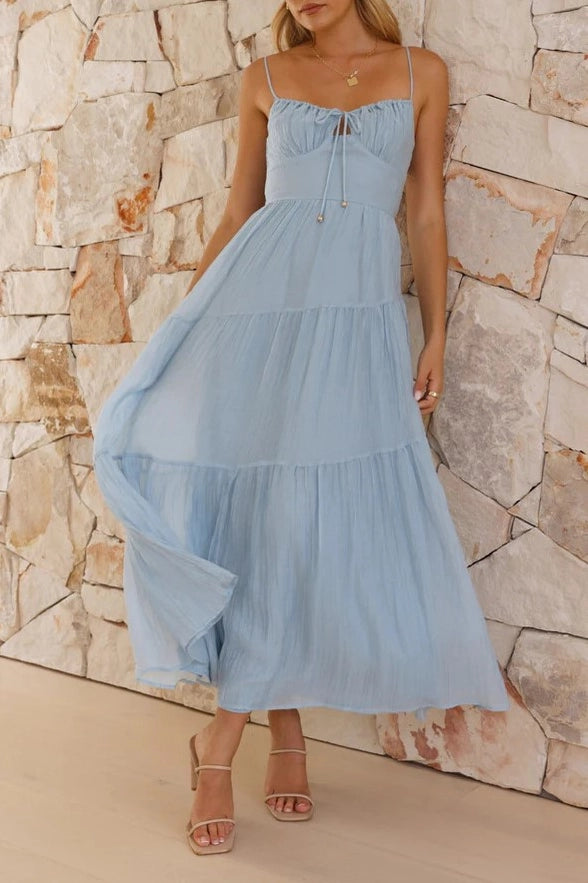 Sky Blue Tiered Strappy Maxi Dress *COMING SOON