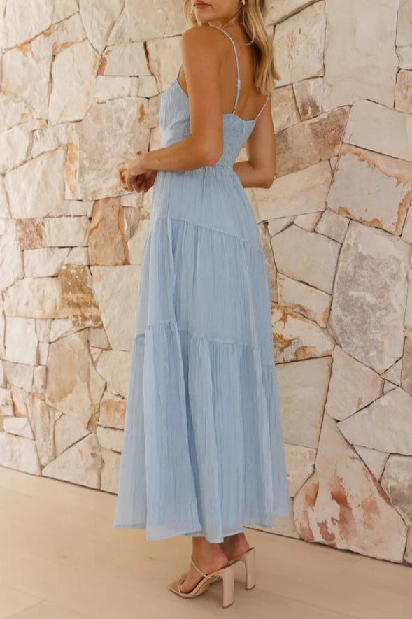 Sky Blue Tiered Strappy Maxi Dress *COMING SOON