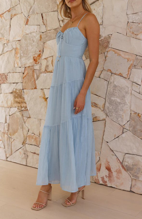 Sky Blue Tiered Strappy Maxi Dress *COMING SOON