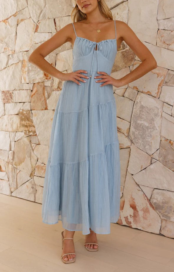 Sky Blue Tiered Strappy Maxi Dress *COMING SOON